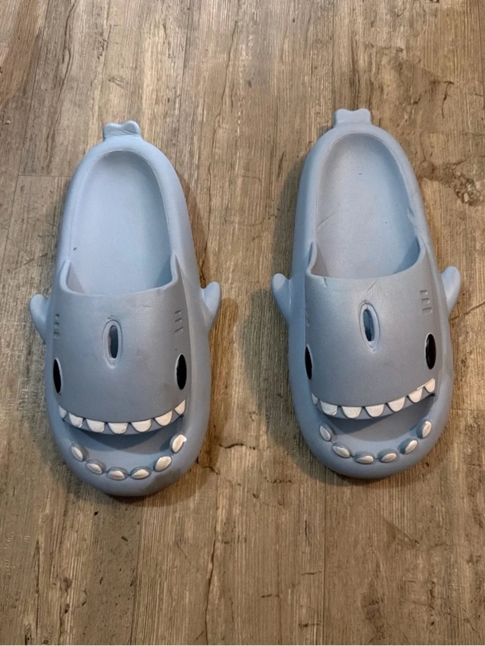 Shark-Themed Boys Slip-On Loafers in Light Blue